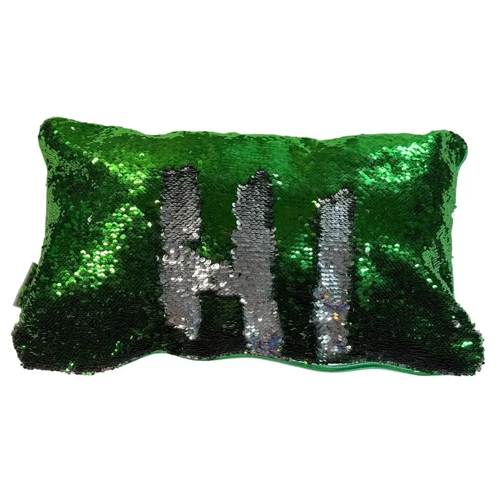 Mermaid Pillow Dinosaur Sequin Throw Pillow White Green Reversible 19x11